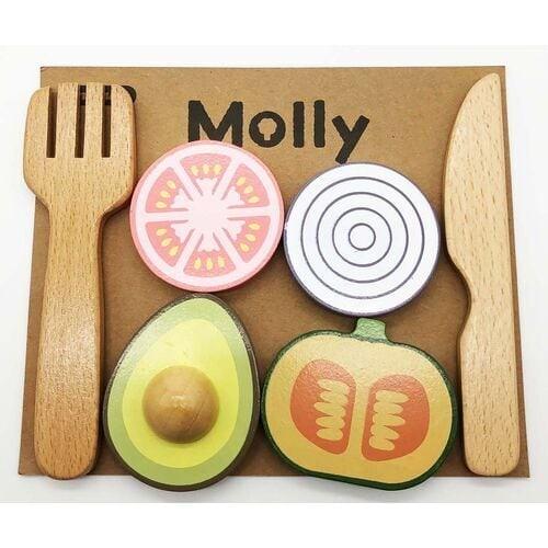 木のおもちゃ 木製 おままごとセット 野菜セット Molly モリー 野菜 スプーン フォーク 天然木｜lulumina｜02