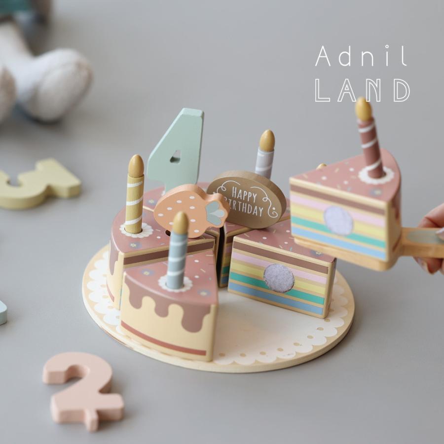 Adnil LAND 木製おままごと バースデーケーキ くすみカラー 女の子