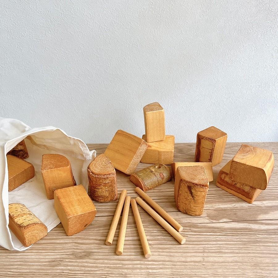 木製 自然なお山のつみ木 天然木 つみき ドライブラッター 切り株 枝 無垢材 木のおもちゃ Drei Blatter ドライブラッター DB2030 | ブランド登録なし | 01