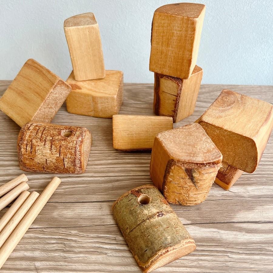 木製 自然なお山のつみ木 天然木 つみき ドライブラッター 切り株 枝 無垢材 木のおもちゃ Drei Blatter ドライブラッター DB2030 | ブランド登録なし | 02