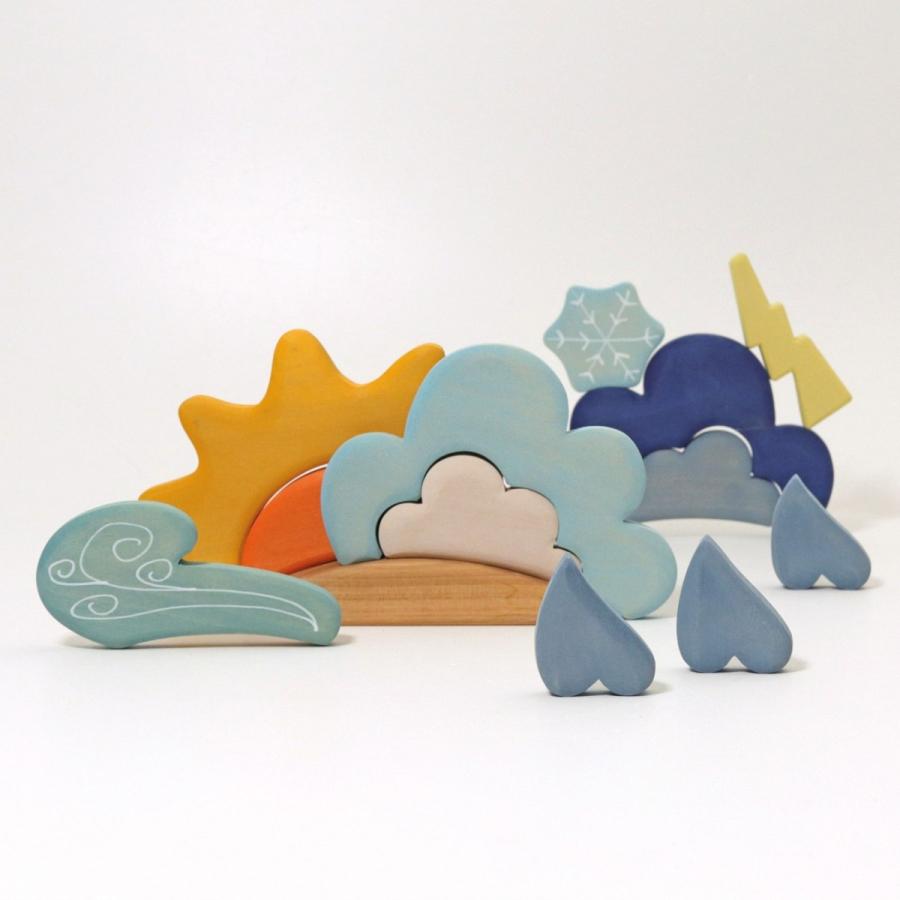 木製お天気のつみき Building Set Weather 木のおもちゃ グリムス 