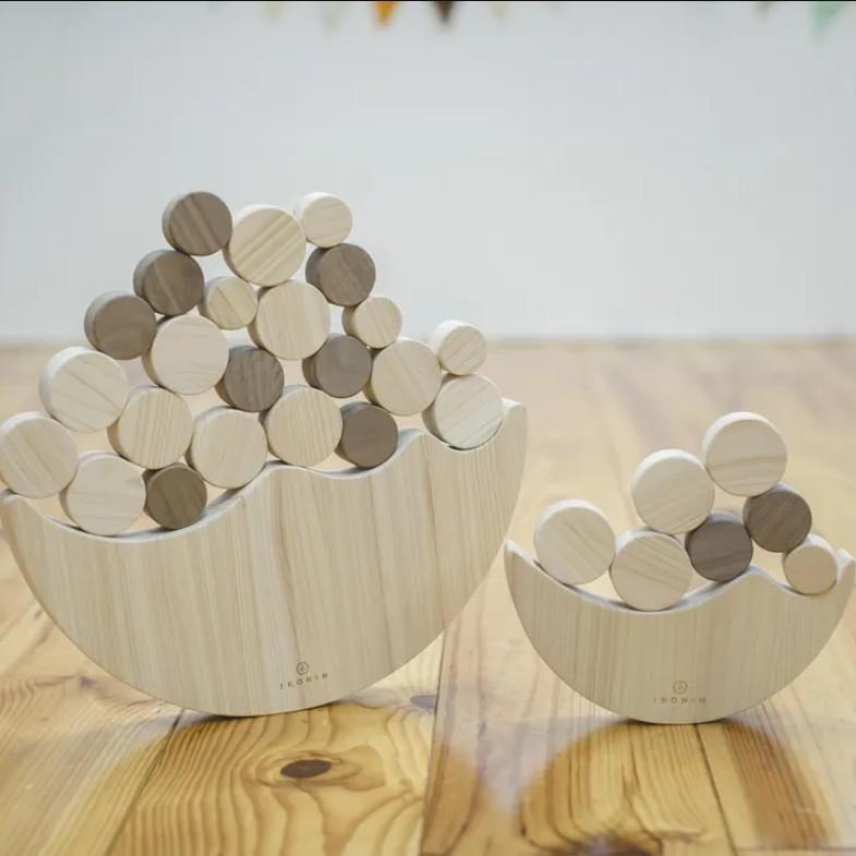 【新品未使用品】 バブルショット 5本セット 日本製 ひのきのおもちゃ バランスつみき 木製 なみのりバブル 木の