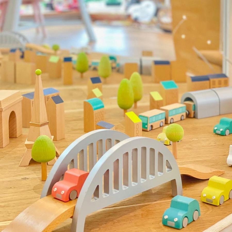 Bonpoint × kiko+ PEKUKTRAIN 木製おもちゃ 列車 kiko 木製おもちゃ ボンポワン x キコ ペクックカー 車と橋 kiko+&gg