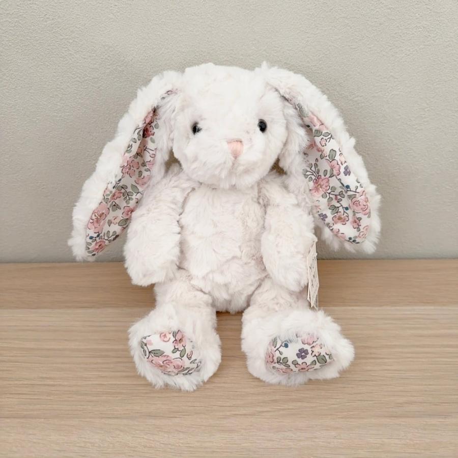 MON AMI 垂れ耳 うさぎ 花柄 ぬいぐるみ ホワイト ふわふわ フェイス