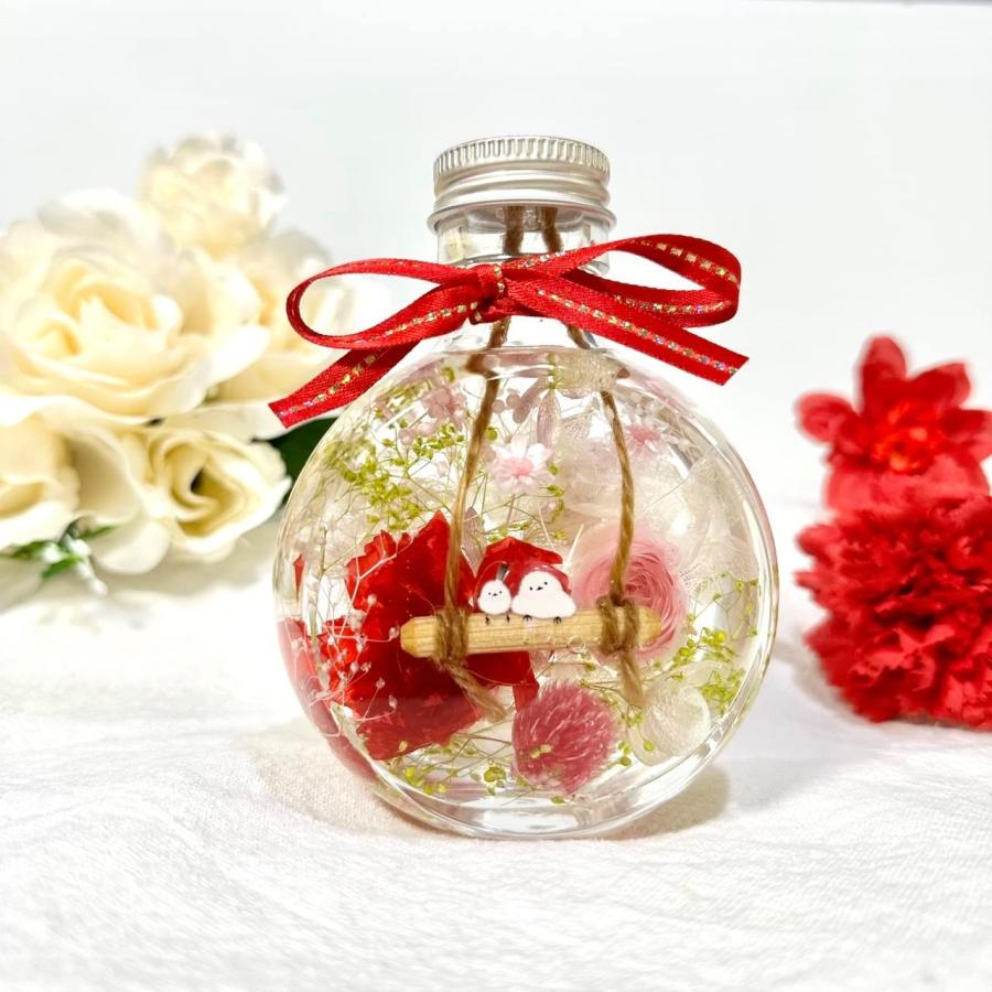 カーネーション シマエナガ ハーバリウム プリザーブドフラワー  