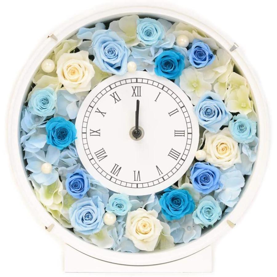 Lulu's ルルズ 花時計 ターコイズブルー プリザーブドフラワー サイズ幅24cm長さ8cm高さ24cm ターコイズブルー Lulu's-1095