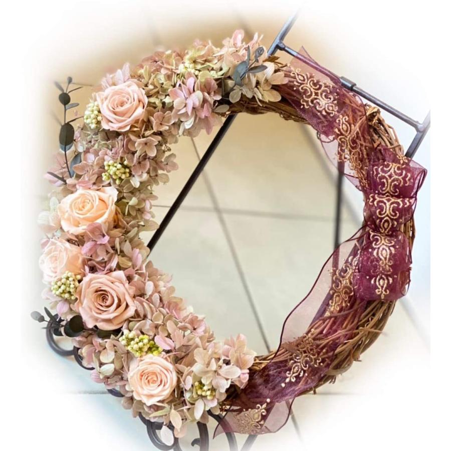 ❃水無月紫陽花と野ばらの実の三日月リース ❃水無月紫陽花と野ばらの