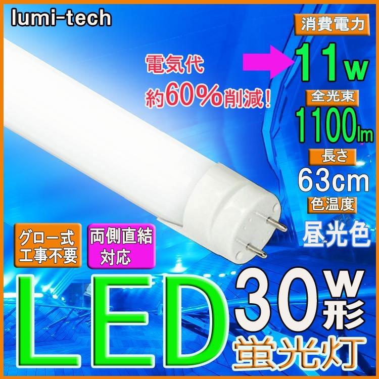 LED蛍光灯 30W形 直管LED蛍光灯昼光色 630mm led蛍光灯 工事不要 10本セット