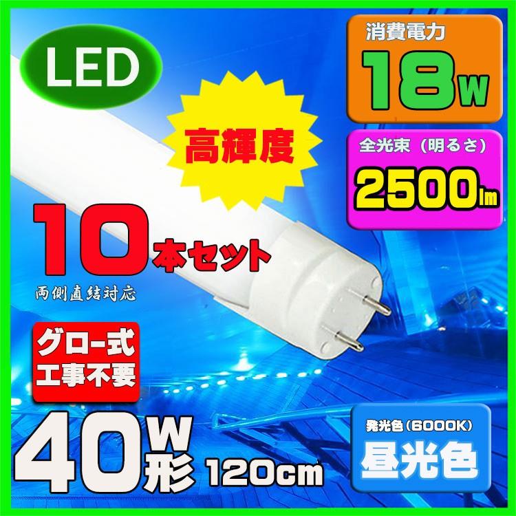 LED蛍光灯 高輝度 40W形直管LED蛍光灯 10本セット 送料無料