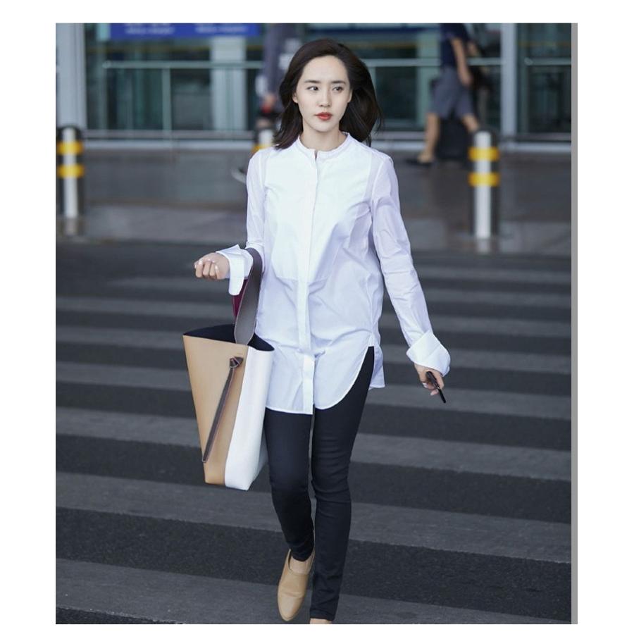 Tシャツ Tシャツ シャツ ブラウス レディース チュニックシャツ ロングシャツ ノーカラー 無地 長袖 ホワイト 白 ロング丈 襟なし 生活雑貨lumic 通販 Yahoo ショッピング