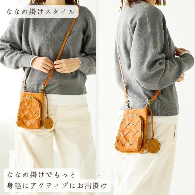 スマホショルダー ミニショルダー スマホポーチ レディース 本革 革 レザー 小さめ コンパクト 軽量 軽い プレゼント サライ ズッケロ 斜め掛け 49445 爆買の画像