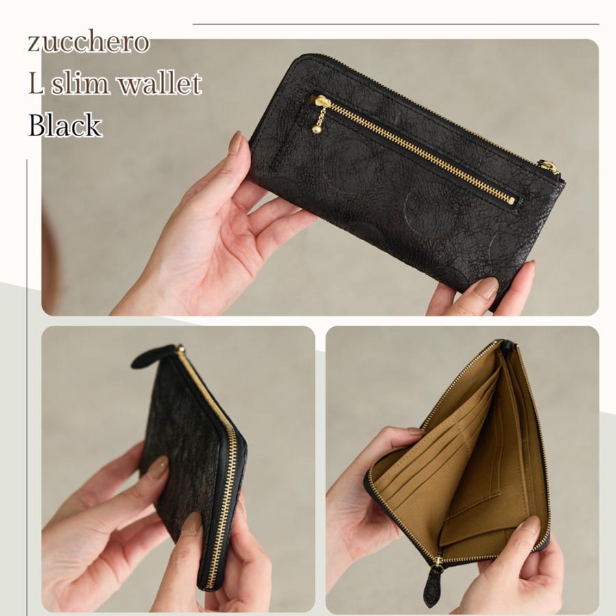 ズッケロ　フィラート　zucchero filato ステッチ　長財布　ブラック zucchero filato（ズッケロ フィラート） 薄型 長財布 ズッケロ 公式