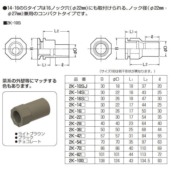 【未来工業】 ミライ ２号コネクタ 適合管：VE10 適合ノックアウト径：Φ22・16/Φ27・22(25)兼用 ネジの呼び：G1/2 色：ベージュ 2K-10SJ｜lumiere10｜02