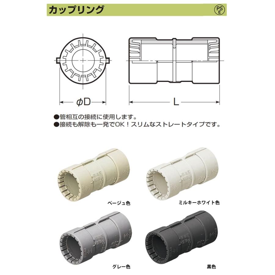 【未来工業】 ミライ PF管付属品 カップリング（PF管用) 防水型（ミラフレキSS専用） 適合管：ミラフレキSS28 色：ベージュ 販売単位：１コ MFSC-28GP｜lumiere10｜02