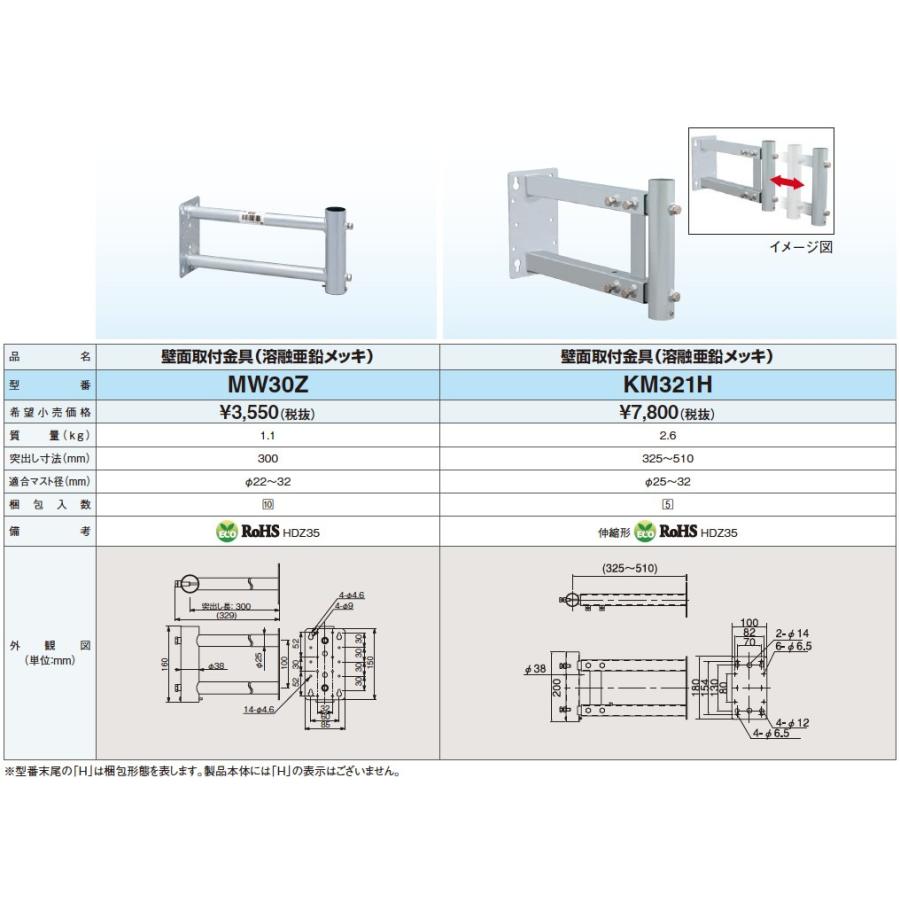 【DXアンテナ】　家庭用アンテナ設置金具(壁面取付金具)　壁面取付金具(溶融亜鉛メッキ)　MW30Z｜lumiere10｜02