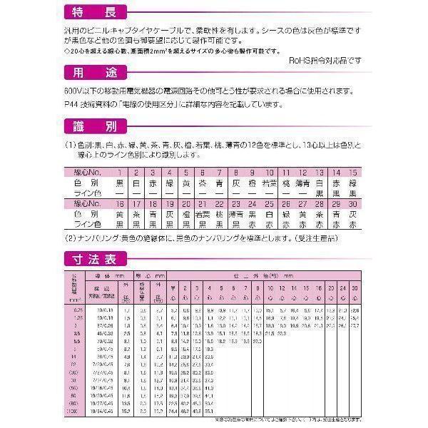 600Vビニル絶縁ビニルキャブタイヤケーブル　VCT　2sq−7C　ビニルシース色：グレー　100m