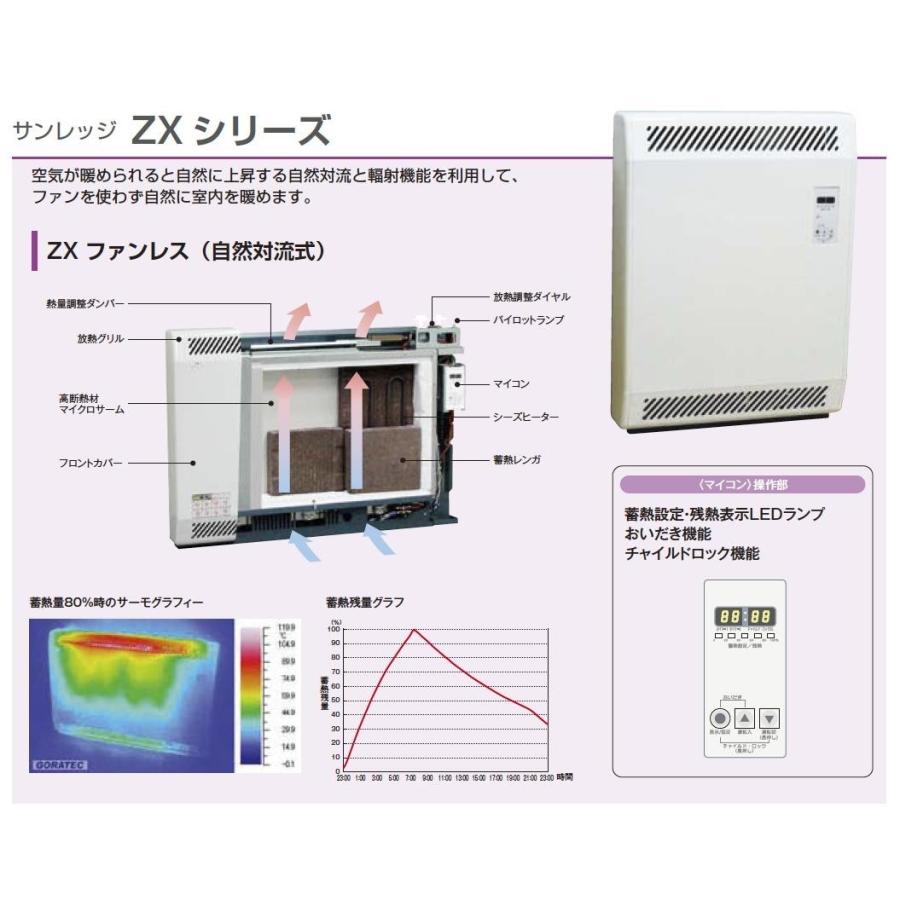 【インターセントラル】サンレッジ 蓄熱暖房機 ZXシリーズ(ファンレス・自然対流式) ZX852 :ZX852:電材PRO SHOP