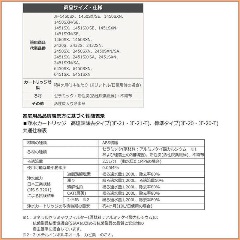 LIXIL リクシル JF-20 1個入り 浄水器カートリッジ オールインワン浄水栓交換用カートリッジ リクシル 標準タイプ 5物質除去 正規品｜lumiereplus｜11