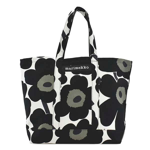 買付価格 マリメッコ Marimekko バッグ トートバッグ レディース ウニッコ Unikko 花柄 フラワー ブラック ホワイト オリーブ 大容量 ブランド 495 大海物語 Interpoli Poli Ufrj Br
