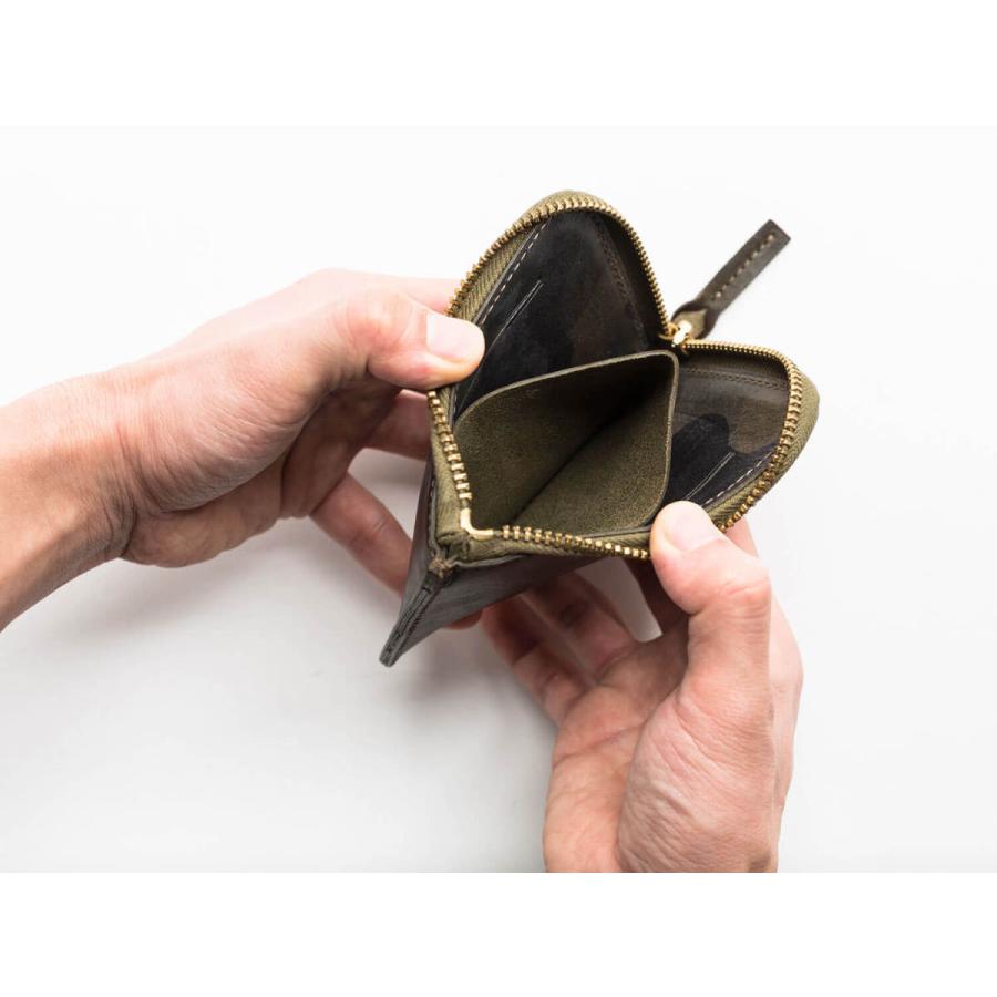 トワクレ Trois Crefs 財布 二つ折り財布 ジッパーショートウォレット ミニ財布 メンズ カモグリーン 迷彩 カモフラージュ ワックスレザー 本革 tc1102 Trois ジッパーショートウォレット