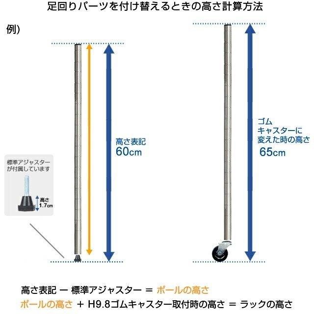 ルミナス ラック パーツ キャスター ゴムキャスター 4個 スチールラック 収納 棚 ルミナスライト ストッパーなし 収納 棚 車輪 部品 19mmポール対応 CT-GN50｜luminous-club｜13