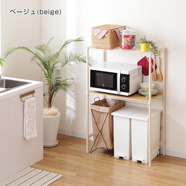 【美品】キッチンラック 2段 収納付き Luminous キッチンラック 幅80cm 2段 ルミナスラテ ホワイト 白