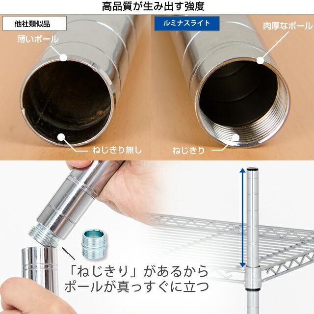 スチールラック 幅60cm 4段 ルミナスライト スチールシェルフ 奥行35cm スリム キッチンラック 収納棚 納戸 幅59.5×奥行34.5×高さ121cm IHT6012-4の画像