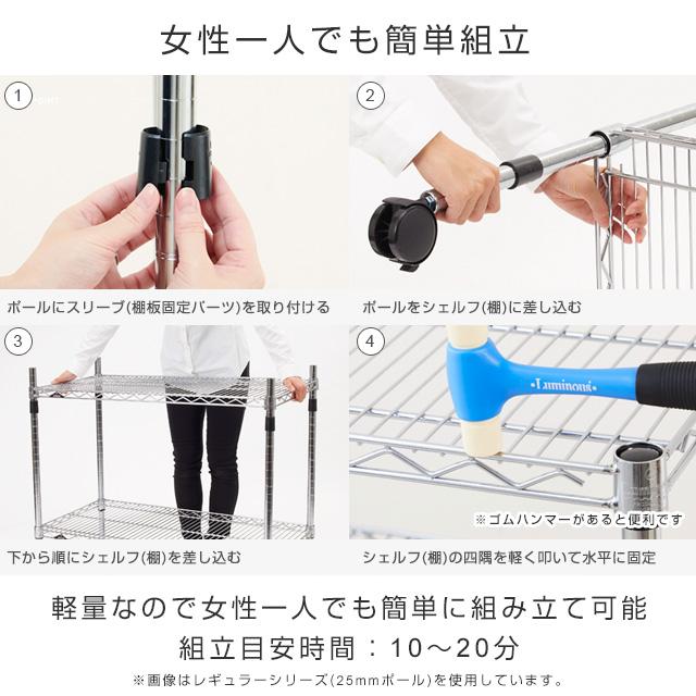 スチールラック 幅75cm 4段 ルミナスライト スチールシェルフ 奥行35cm スリム キッチンラック 収納棚 納戸 幅74.5×奥行34.5×高さ121cm IHT7512-4_17