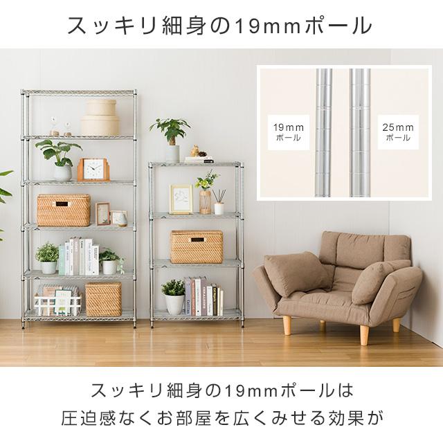 スチールラック 幅75cm 4段 ルミナスライト スチールシェルフ 奥行35cm スリム キッチンラック 収納棚 納戸 幅74.5×奥行34.5×高さ121cm IHT7512-4_6