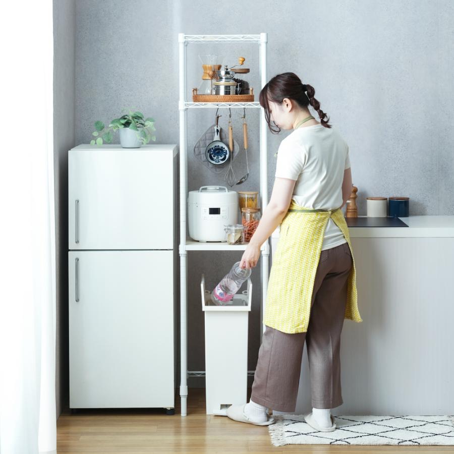 キッチンラック 幅40cm 3段 ルミナスラテ ホワイト 白 おしゃれ スチールラック ゴミ箱上 キッチンボード レンジ台 収納棚 幅41×奥行41×高さ174cm LL4018-KB | Luminous | 17