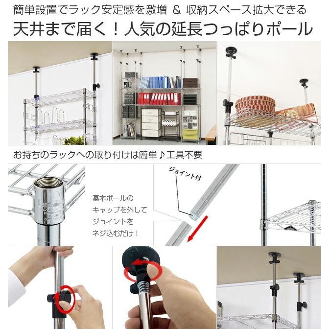 Luminous 突っ張りラック 幅150cm 5段 ルミナススリム スチール棚 業務