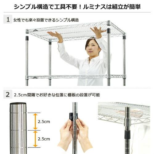 Luminous スチールラック 幅90cm 4段 ルミナススリム スチール棚 業務