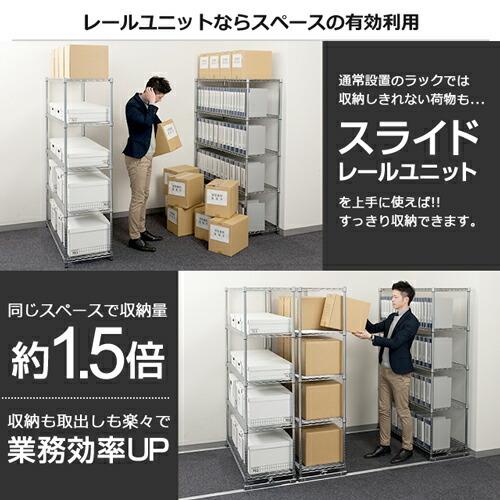 Luminous スチールラック スライドレールユニット 幅180cm 5段