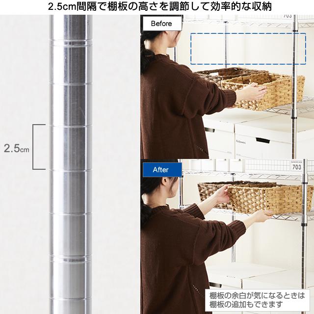 Luminous 突っ張りラック 幅180cm 5段 ルミナスレギュラー スチール棚