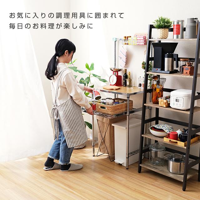 キッチンラック 幅60cm 2段 ルミナスレギュラー スチール棚 レンジ台 業務用 収納棚 納戸 ゴミ箱上 大容量 幅600 幅61×奥行46×高さ151cm NLH6015-2KWBの画像