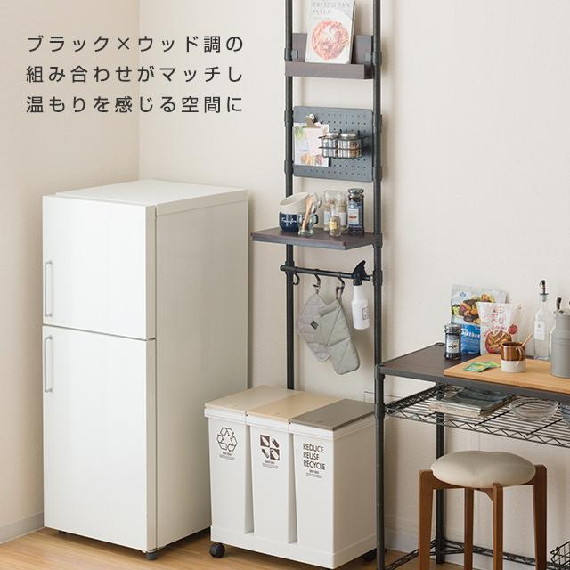 キッチンラック 突っ張りラック 幅40cm ルミナスノワール ブラック 黒 おしゃれ スチールラック キッチン収納 スリム 幅45×奥行25×高さ220〜280cm NO40-Tの画像