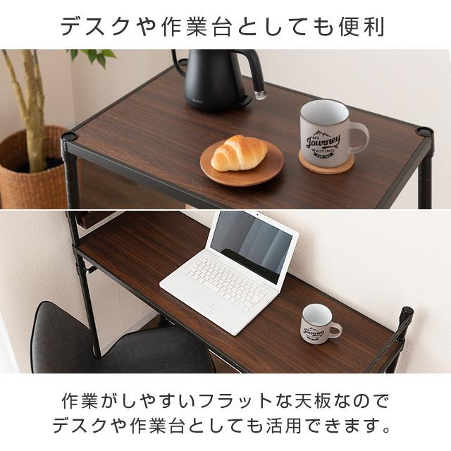 Luminous スチールシェルフ 木製 4枚 幅61×奥行41cm ルミナスノワール