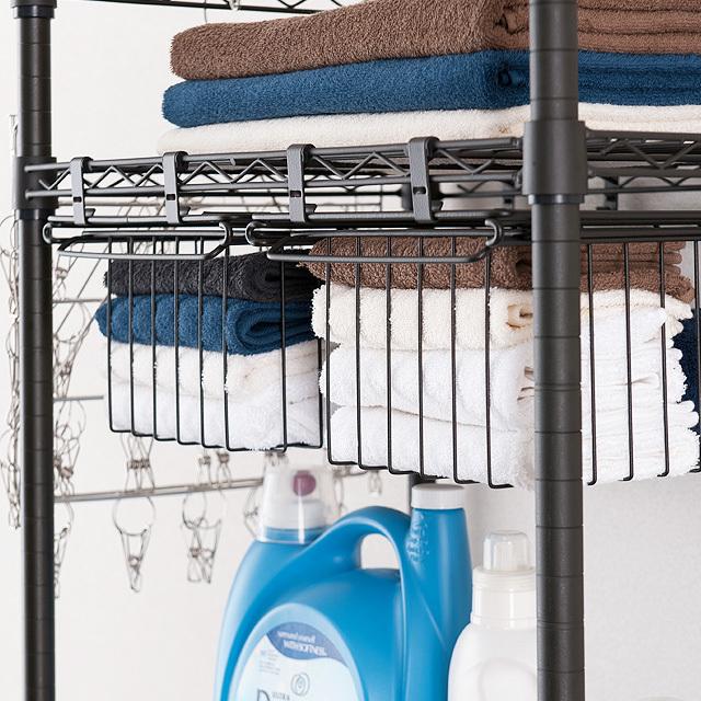 【ばやし】Luminous NOIR 引き出しバスケット付ハンガーラック ばやし】Luminous NOIR 引き出しバスケット付ハンガーラック