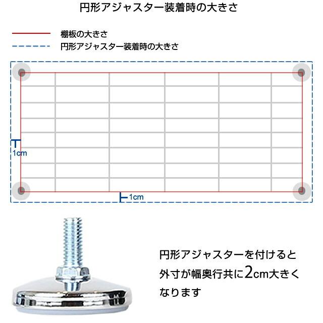 ①ラック部分　ルミナス　セット　6段　25mm　シート付　円形アジャスター 25mm] ルミナス円形アジャスター4個セット (ラック1台分) P-AP-4