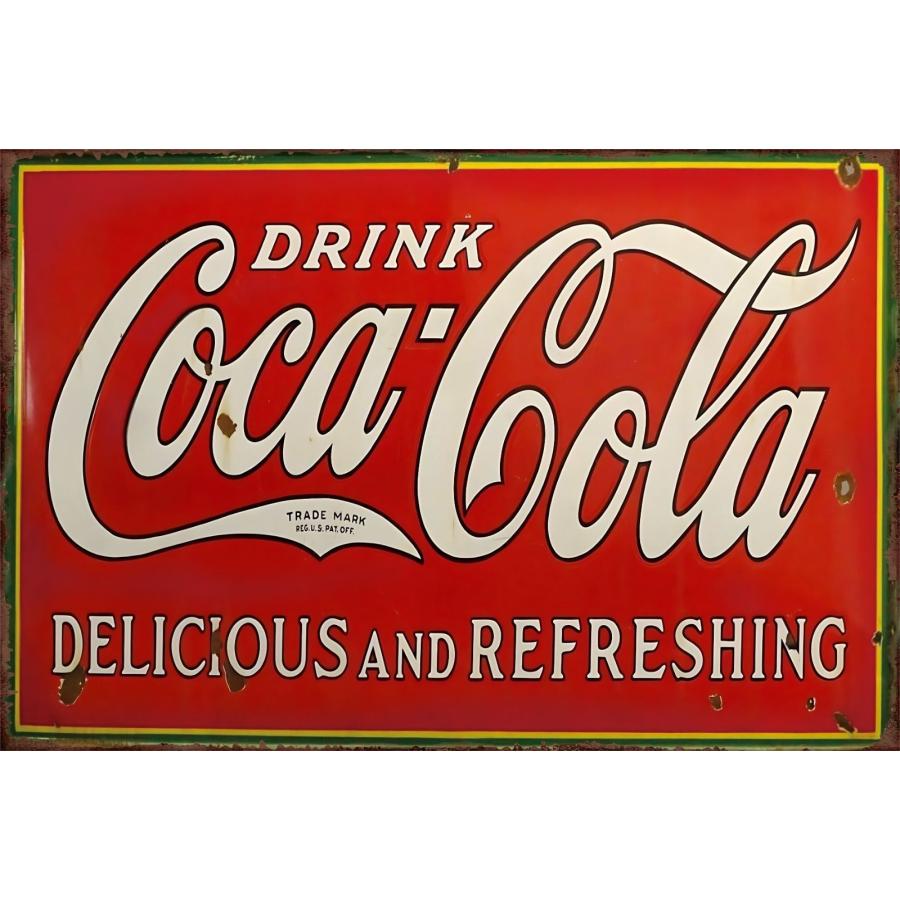 ブリキ看板 Drink Coca-Cola コカコーラ レッド ロゴ レトロ