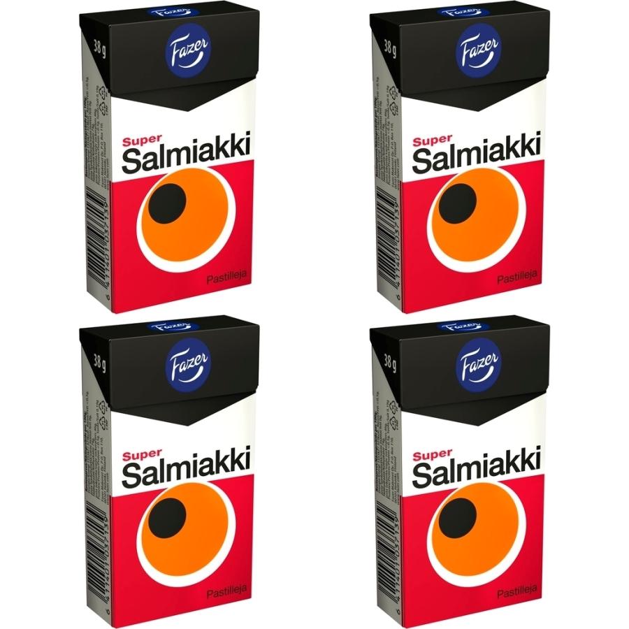Fazer Super Salmiakki スーパーサルミアッキ キャンディー 4箱×80gセット フィンランドのお菓子です｜lumousjapan