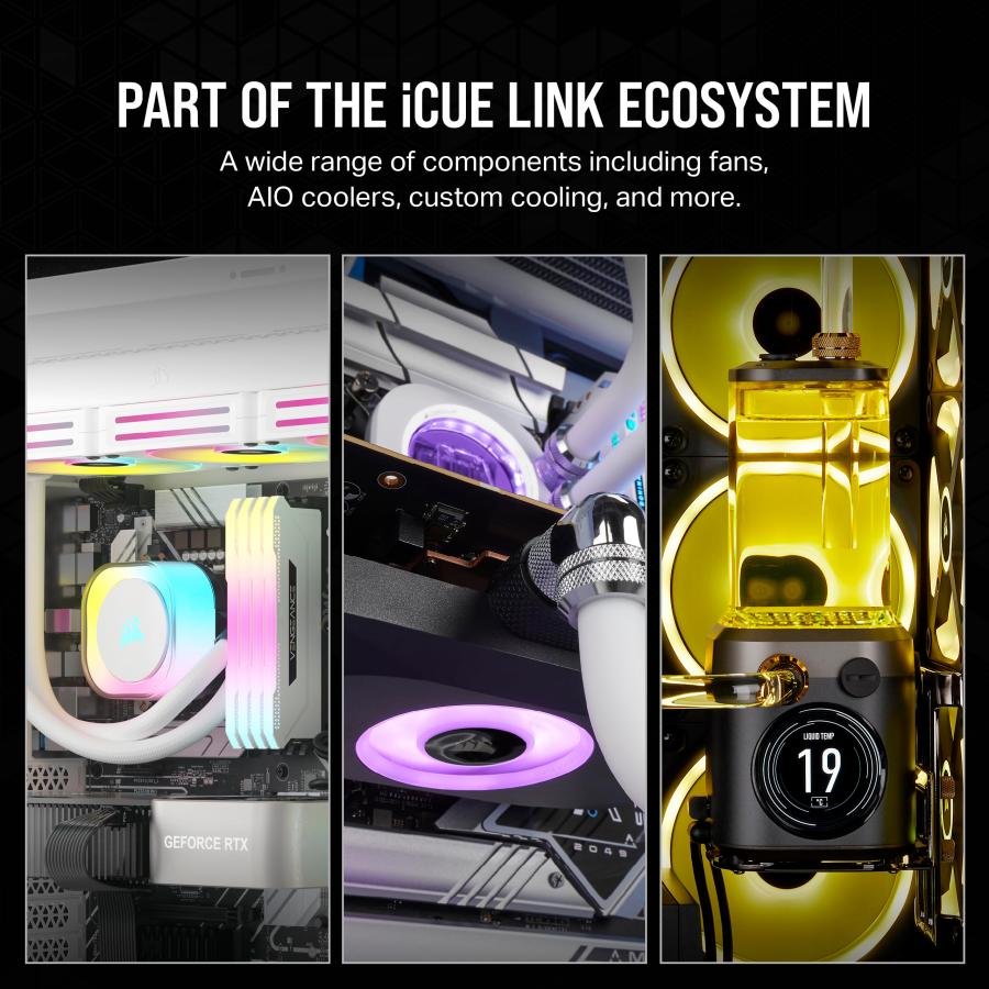 iCUE LINK QX140 RGB スターターキット White 140mm PWM RGB PCケースファン 【有線】 (ファン2個、iC