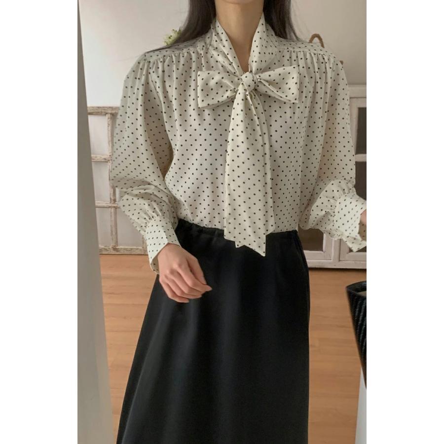 ボウタイ ブラウス フォーマル レディース ドット 水玉 入学式 入園式