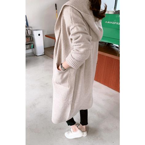 ロング カーディガン ニット フーディー フード付き ガウン レディース コーディガン あったか 韓国 ファッション トップス ガウンコート ロング コート Ms Luna G 通販 Yahoo ショッピング