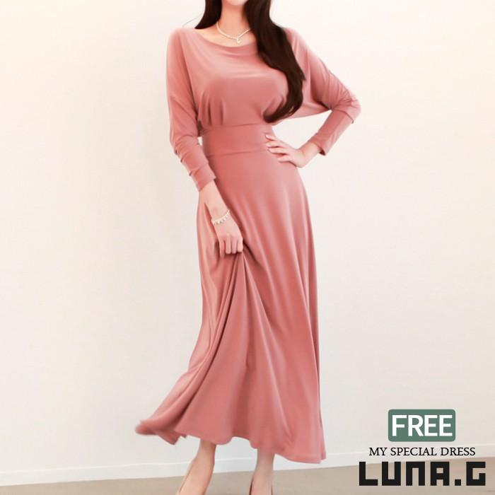 パーティードレス 結婚式 ワンピース ロング丈 フォーマル レディース 秋 ドルマンスリーブ ボートネック マキシ丈 長袖 パーティー 二次会 お呼ばれ 披露宴 St5035 Luna G 通販 Yahoo ショッピング