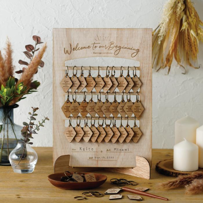 【ウェルカムボード】ウッドチャームボード30名様対応　EN077【メモリアル・メッセージ・木製】 | 