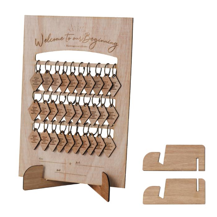 【ウェルカムボード】ウッドチャームボード30名様対応　EN077【メモリアル・メッセージ・木製】 |  | 02