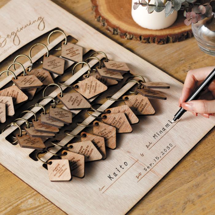 【ウェルカムボード】ウッドチャームボード30名様対応　EN077【メモリアル・メッセージ・木製】 |  | 04