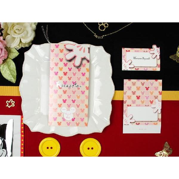 『当店限定！』ディズニー席次表セット ”チェック　ピンクサファイア”　ミッキーマウス ペーパーアイテム『20％off』『手作り』 結婚式 ギフト プチギフト | Disney | 02