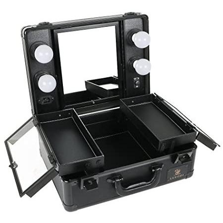 Luvodi メイクボックス 鏡付き プロ用 コスメ収納ケース 大容量 ハリウッドミラー Ledライト 調光機能付き 卓上 ブラック Www Energytribune Com